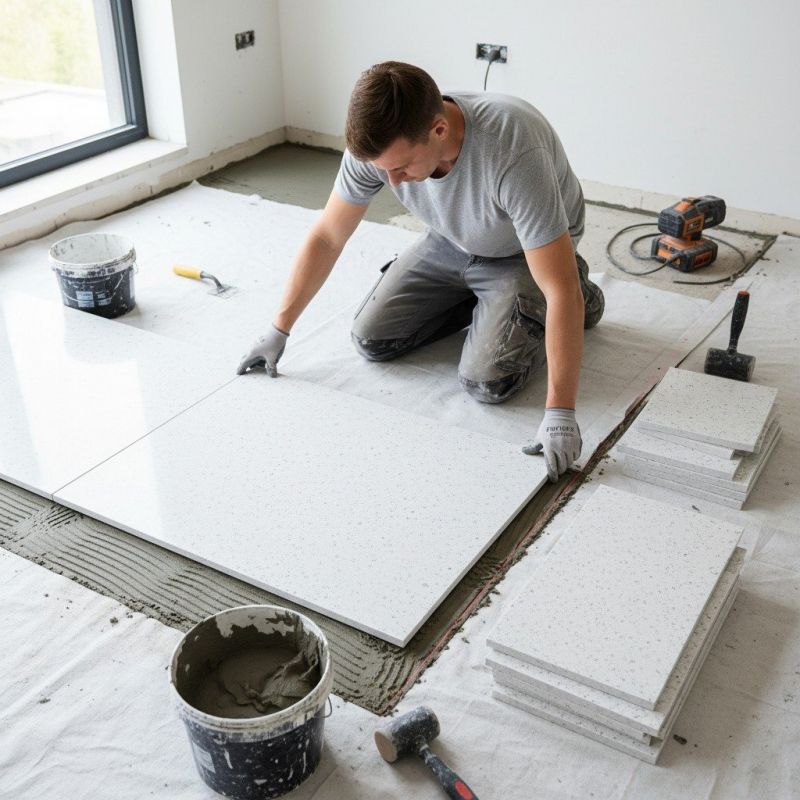 Local Granite Tile Laying pros at work